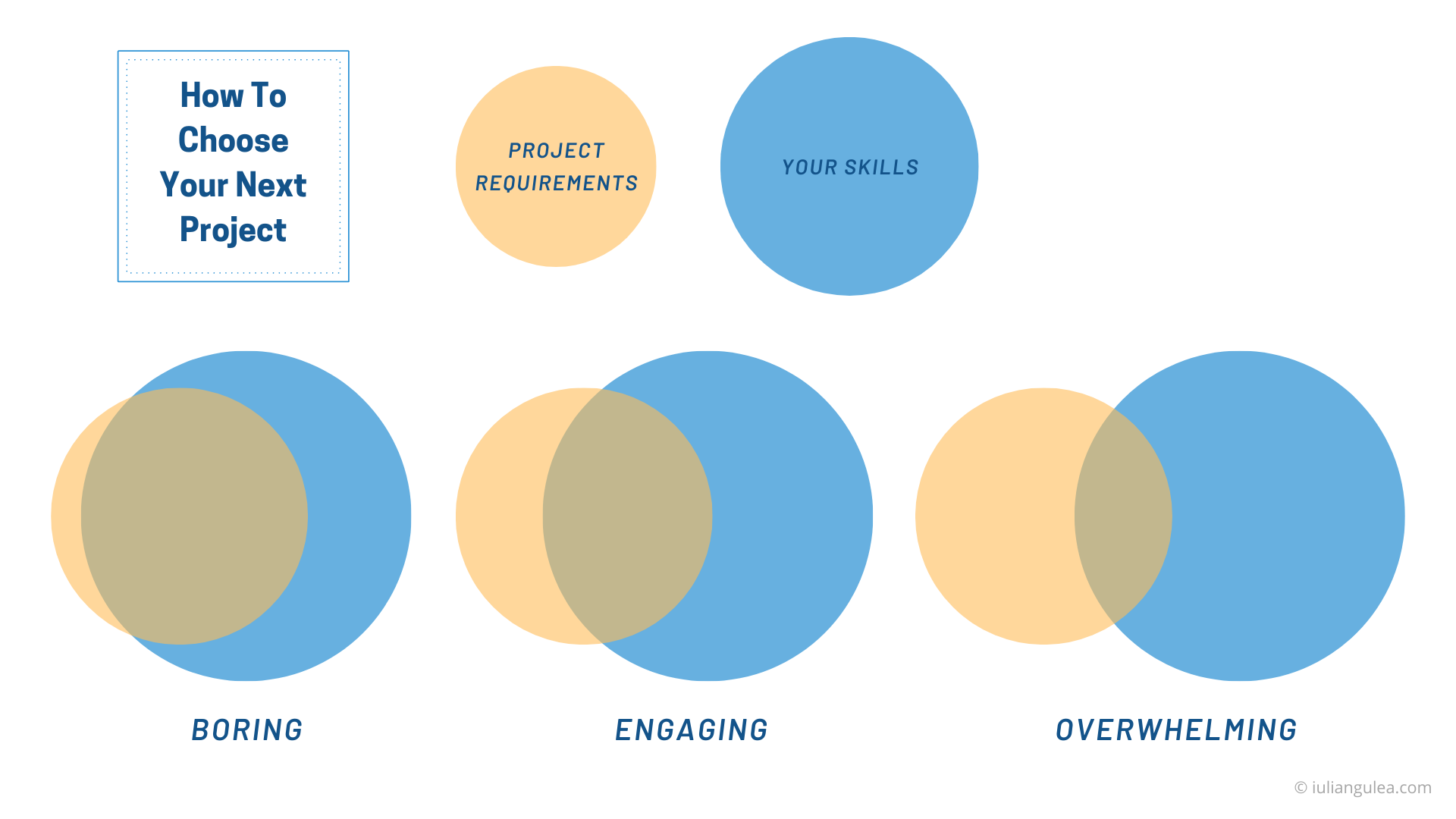 Three types of projects as Venn diagrams