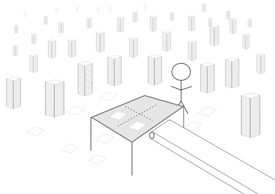 Image of a table with four zones and a storekeeper